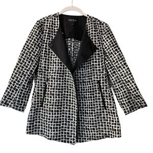 LAFAYETTE 148 Women’s Black Check Classic Career Lagenlook Blazer Jacket…
